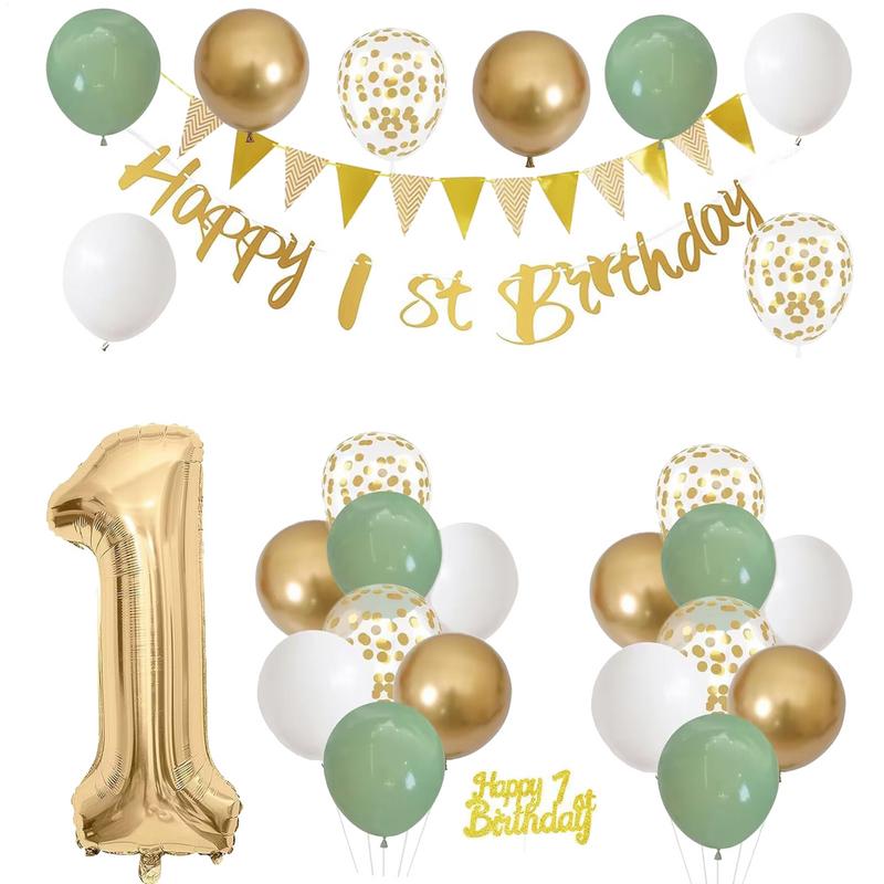 28 Pcs Birthday Decoration Set - đánh giá và giá Party Banner Gold