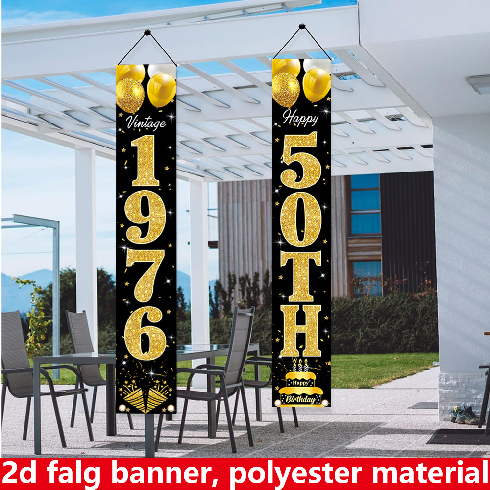 2D Flat Banner, 2PC Birthday B - đánh giá và giá Party Banner Gold