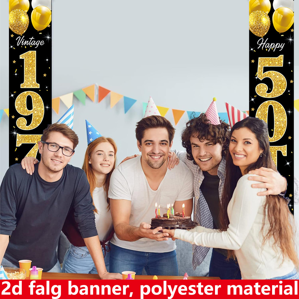 2D Flat Banner, 2PC Birthday B - đánh giá và giá Party Banner Gold