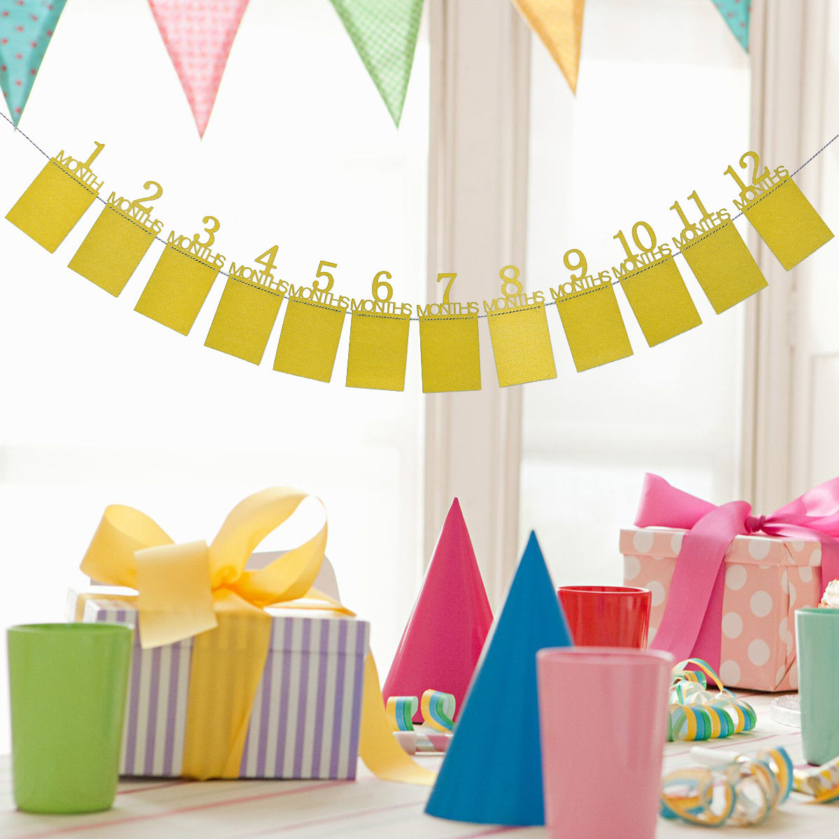 12pcs Photo Wall Banner For Ba - đánh giá và giá Party Banner Gold